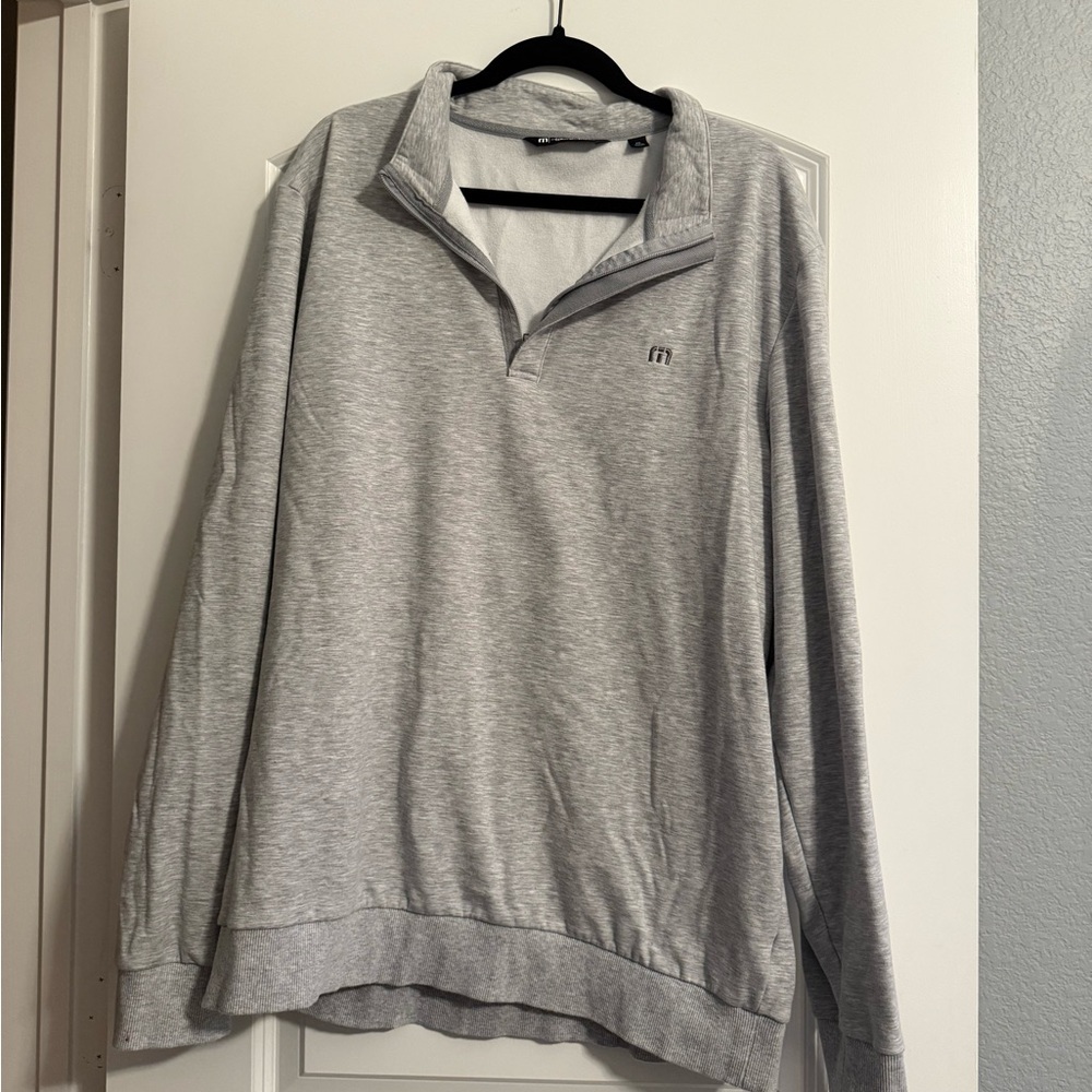 Travis Mathew Light Gray Zip-Up Sweater